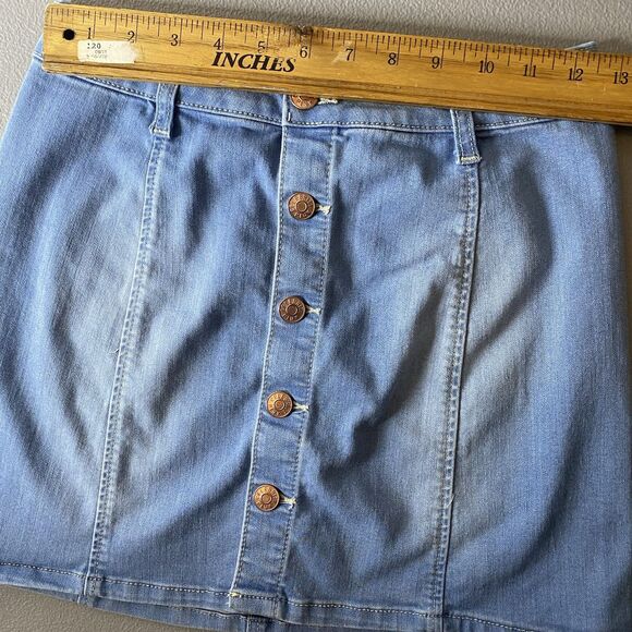 Celebrity Pink Denim Mini Skirt Women's Junior 3 / 26 Button Front Stretch Blue - Picture 7 of 8